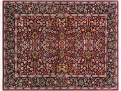 handmade  Hereke Red Blue Hand Knotted RECTANGLE WOOL&SILK area rug 4x6