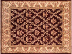 handmade Traditional Aubergine Beige Hand Knotted RECTANGLE 100% WOOL area rug 8x10