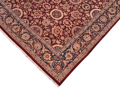 handmade Traditional Agra Tabriz Aubergine Blue Hand Knotted RECTANGLE 100% WOOL area rug 8x10