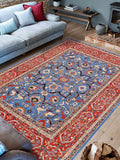 handmade Geometric Kafkaz Chobi Ziegler Blue Rust Hand Knotted RECTANGLE 100% WOOL area rug 9 x 12