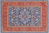 handmade Geometric Kafkaz Chobi Ziegler Blue Rust Hand Knotted RECTANGLE 100% WOOL area rug 9 x 12