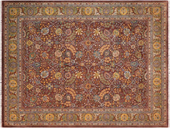 handmade Traditional Design Brown Green Hand Knotted RECTANGLE 100% WOOL area rug 8x10