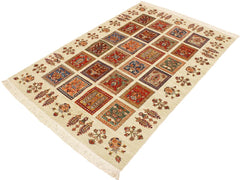 handmade Geometric Khorgeen Beige Rust Hand Knotted RECTANGLE 100% WOOL area rug 4x6