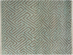 handmade Modern Moroccan Hi Gray Green Hand Knotted RECTANGLE 100% WOOL area rug 8x10