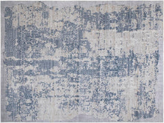 handmade Transitional Distressed Gray Blue Machine Made RECTANGLE POLYESTER area rug 9x12