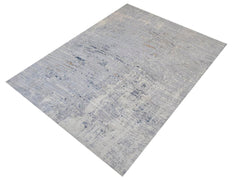 handmade Modern Abstract Gray Blue Machine Made RECTANGLE POLYESTER area rug 9x12