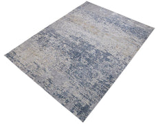 handmade Transitional Vintage Blue Gray Machine Made RECTANGLE POLYESTER area rug 9x12