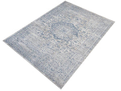 handmade Transitional Vintage Gray Blue Machine Made RECTANGLE POLYESTER area rug 9x12