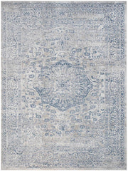 handmade Transitional Vintage Gray Blue Machine Made RECTANGLE POLYESTER area rug 9x12