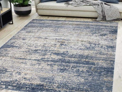 handmade Transitional Modern Blue Light Gray Machine Made RECTANGLE POLYESTER area rug 5x8