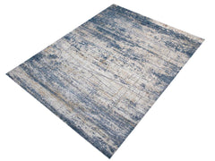 handmade Transitional Modern Blue Light Gray Machine Made RECTANGLE POLYESTER area rug 5x8