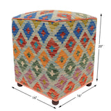 handmade Traditional Ottoman Blue Orange Hand-made SQUARE handmade ottoman pouf