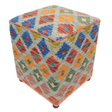 handmade Traditional Ottoman Blue Orange Hand-made SQUARE handmade ottoman pouf