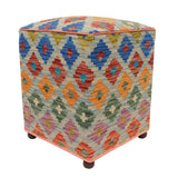 Eclectic Kendal Handmade Kilim Upholstered Ottoman