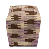 handmade Modern Ottoman Purple Beige Hand-made SQUARE handmade ottoman pouf