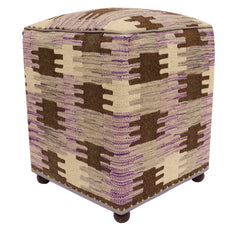 handmade Modern Ottoman Purple Beige Hand-made SQUARE handmade ottoman pouf16'' x 16'' x 20''