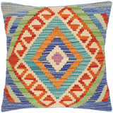 handmade Traditional Pillow Blue Rust Hand-Woven SQUARE 100% WOOL area rug