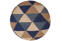 handmade Modern Kilim Blue Beige Hand-made ROUND 100% WOOL Bar Stool