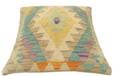 handmade Tribal Turkish Antique Beige Blue Hand-Woven SQUARE 100% WOOL pillow