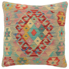 handmade Tribal Turkish Antique Blue Red Hand-Woven SQUARE 100% WOOL pillow