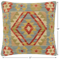 handmade Tribal Turkish Antique Blue Rust Hand-Woven SQUARE 100% WOOL pillow