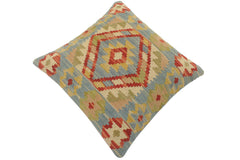 handmade Tribal Turkish Antique Blue Rust Hand-Woven SQUARE 100% WOOL pillow