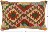 handmade Tribal Rust Blue Hand-Woven RECTANGLE 100% WOOL Pillow