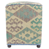 handmade Traditional Ottoman Beige Blue Hand-made SQUARE handmade ottoman pouf