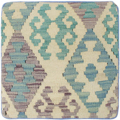 handmade Traditional Ottoman Beige Blue Hand-made SQUARE handmade ottoman pouf