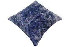 handmade Vintage Pillow Blue Blue Hand-Woven SQUARE 100% WOOL Vintage Pillow