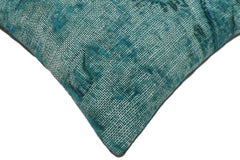 handmade Vintage Pillow Green Blue Hand-Woven SQUARE 100% WOOL Vintage Pillow