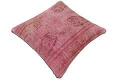 handmade Vintage Pillow Pink Brown Hand-Woven SQUARE 100% WOOL Vintage Pillow