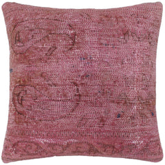 handmade Vintage Pillow Pink Brown Hand-Woven SQUARE 100% WOOL Vintage Pillow