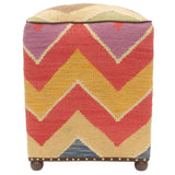 handmade Modern Ottoman Tan Red Hand-made SQUARE handmade ottoman pouf