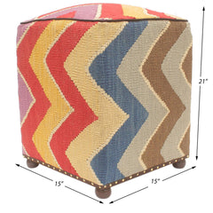 handmade Modern Ottoman Red Blue Hand-made SQUARE handmade ottoman pouf