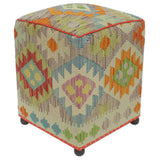 handmade Traditional Ottoman Blue Beige Hand-made SQUARE handmade ottoman pouf