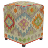 handmade Traditional Ottoman Blue Beige Hand-made SQUARE handmade ottoman pouf15'' x 15'' x 21''