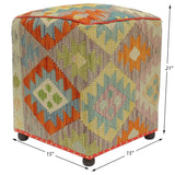 handmade Traditional Ottoman Blue Rust Hand-made SQUARE handmade ottoman pouf