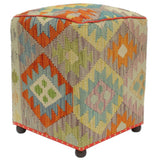 handmade Traditional Ottoman Blue Rust Hand-made SQUARE handmade ottoman pouf15'' x 15'' x 21''