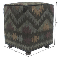 handmade Traditional Ottoman Black Gray Hand-made SQUARE handmade ottoman pouf