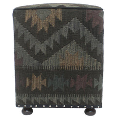 handmade Traditional Ottoman Black Gray Hand-made SQUARE handmade ottoman pouf