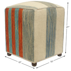 handmade Traditional Ottoman Rust Blue Hand-made SQUARE handmade ottoman pouf