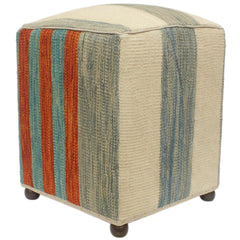 handmade Traditional Ottoman Rust Blue Hand-made SQUARE handmade ottoman pouf15'' x 15'' x 21''