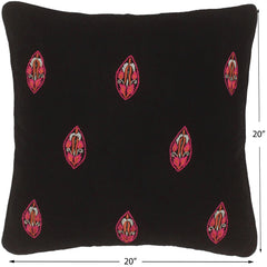 handmade  Pillow Black Pink Hand-Woven SQUARE VELVET EMBR pillow