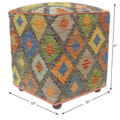 handmade Traditional Ottoman Gray Rust Hand-made SQUARE handmade ottoman pouf