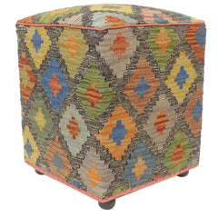 handmade Traditional Ottoman Gray Rust Hand-made SQUARE handmade ottoman pouf15'' x 15'' x 21''