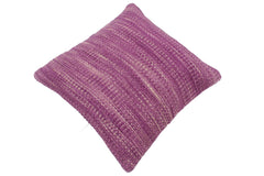 handmade Modern Purple Beige Hand-Woven SQUARE 100% WOOL Pillow