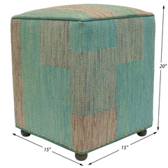 handmade Modern Ottoman Green Purple Hand-made SQUARE handmade ottoman pouf