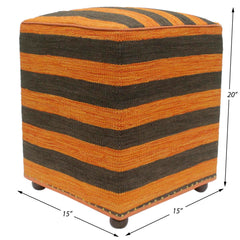 handmade Modern Ottoman Orange Black Hand-made SQUARE handmade ottoman pouf