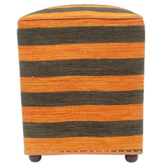 handmade Modern Ottoman Orange Black Hand-made SQUARE handmade ottoman pouf